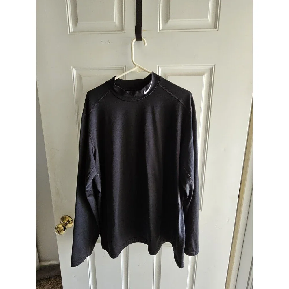Nike Golf Tour Performance Dri-Fit Polyester Mockneck BLACK LS Mens Size XXL